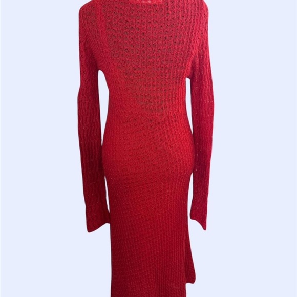 Sparrow Anthropologie red knit sweater dress set long sleeve size L boho - Picture 5 of 8